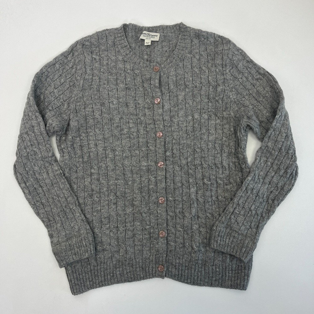 Norm Thompson‎ 100% Wool Cardigan Cable Knit Button Front Sweater Fisherman XLP